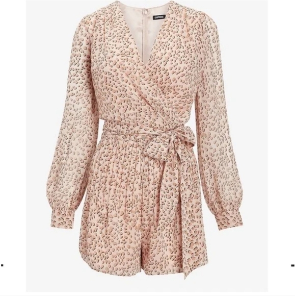Express Mobwife Romantic animal print chiffon long sleeve short romper XL - Picture 13 of 15